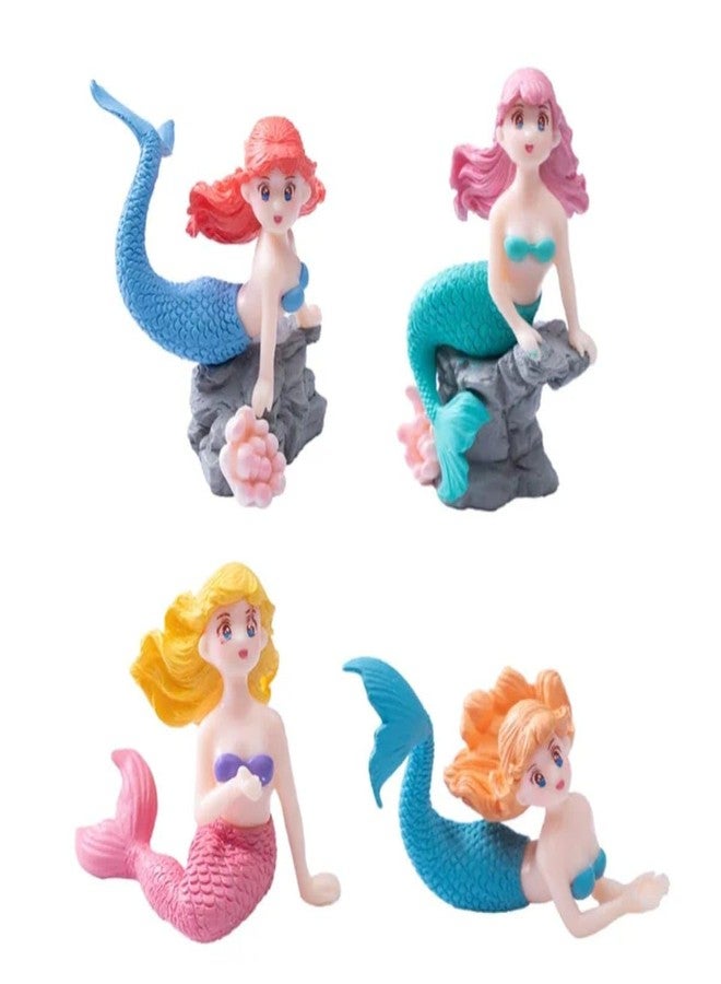 VRB Dec مجموعة تحف مصغرة من 4 قطع من VRB Dec لتزيين المنزل، لوحة قيادة السيارة، عيد الحب، غرفة المعيشة، هدايا، تماثيل، أدوات تزيين الكيك، تماثيل لتزيين المنزل. (4 قطع من تماثيل جنية حوض السمك المصغرة) - Image 5